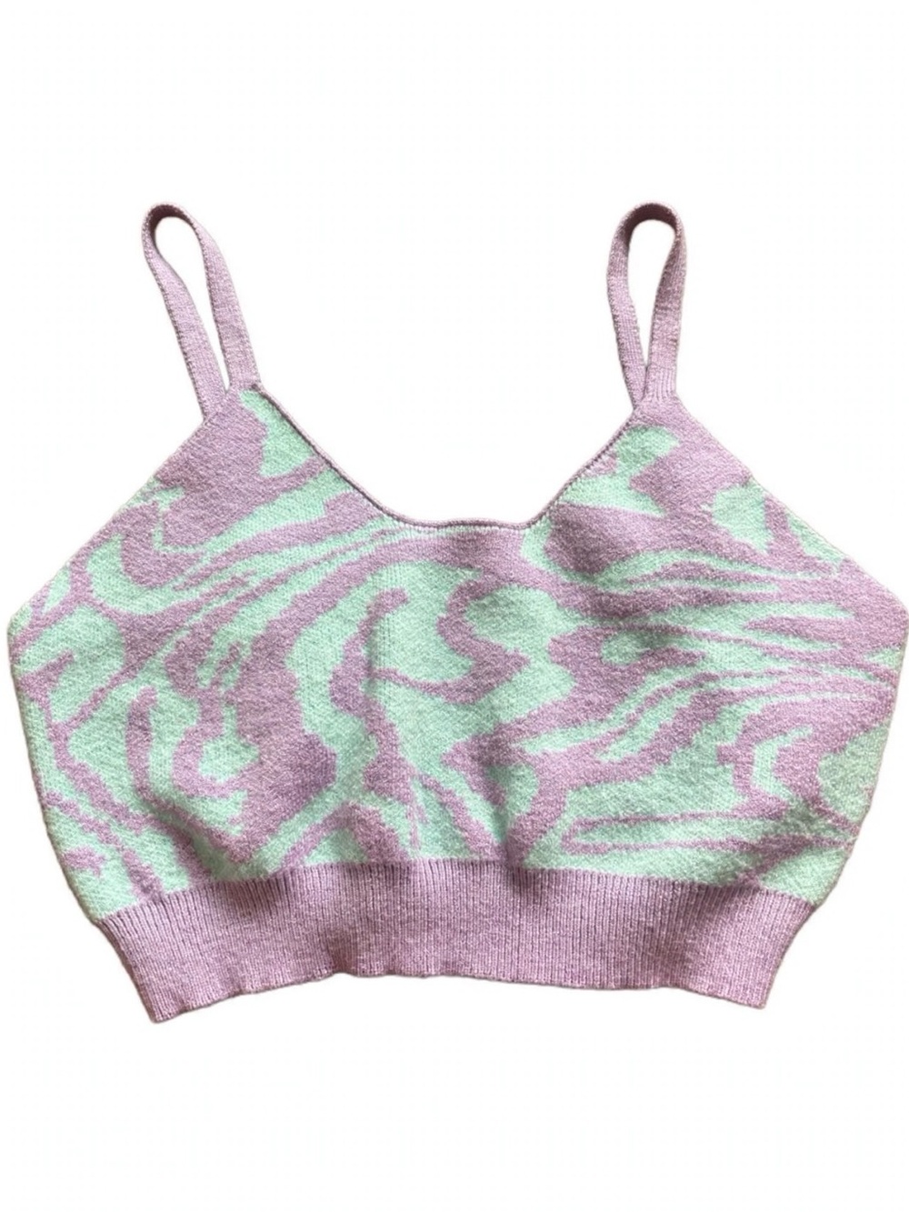 Motel Rocks Lian Knit Bralette Crop Top Lavender Mint Swirl Size[S]